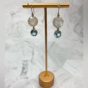 Moonstone And Blue Topaz Drop Earrings Semi Precious Timeless Classic Vintage